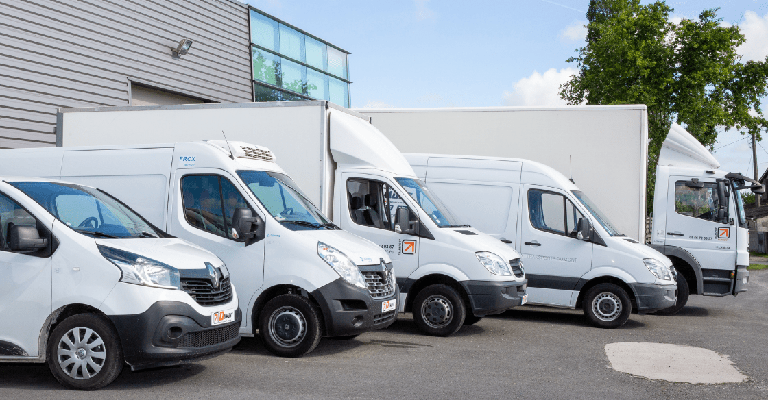 Different sized trucks used for road transportation.